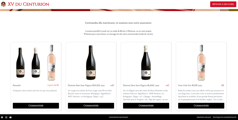 boutique en ligne xv du centurion