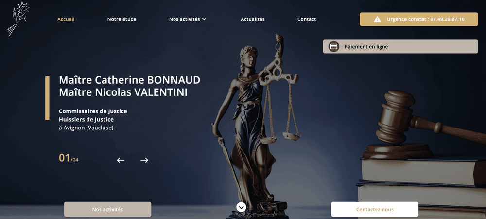 Site Internet huissier Bonnaud Valentini Avignon